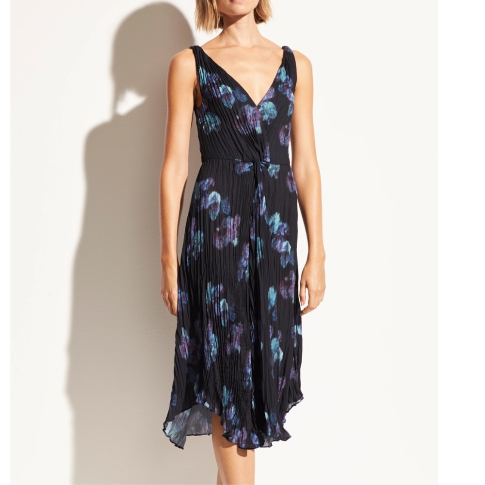 Vince Painted Floral Twist Front Dress 10
